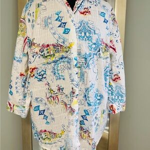 Allison Daley White and Blue Graphic women's  Shirt